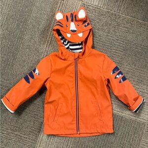 Orange Tiger Hooded rain coat